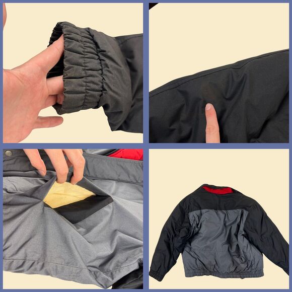 1980s Members Only jacket, down-filled vintage size 42 red & grey puffer jacket - Picture 3 of 8